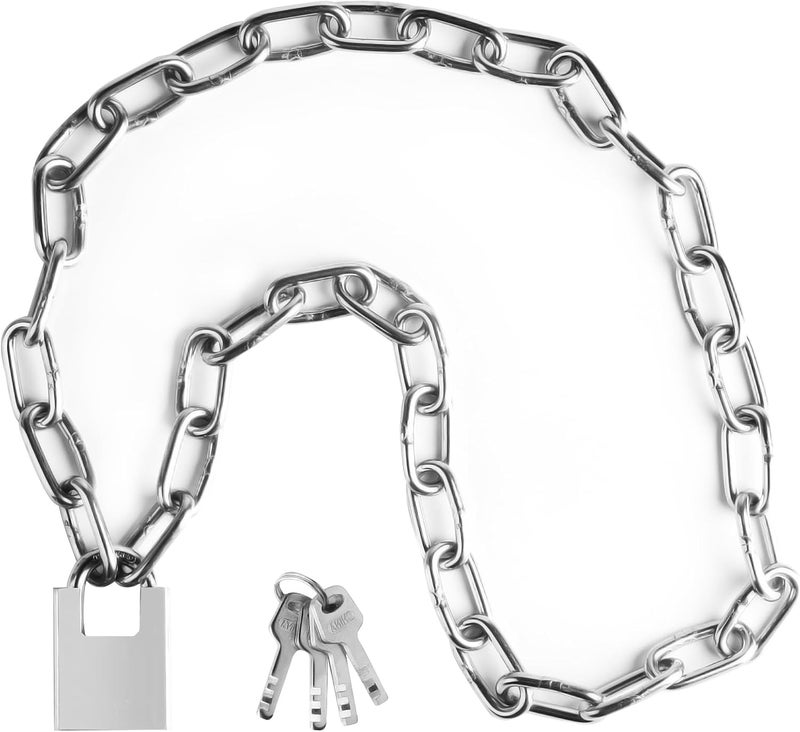 HexinYigjly 40 Inch Heavy-Duty Stainless Steel Safety Chain Lock,5mm x 1 Meter Chain and Lock,Sprocket Locks with Key,Bike Locks,High Security,Suitable for Motorcycles, Bicycles, Gates and Warehouses - Image 1